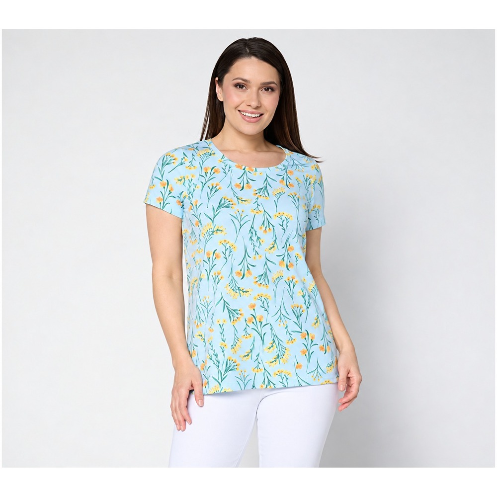 Belle by Kim Gravel Primabelle Knit Pucker Up Buttercup Top Palm Beach Bl, Large